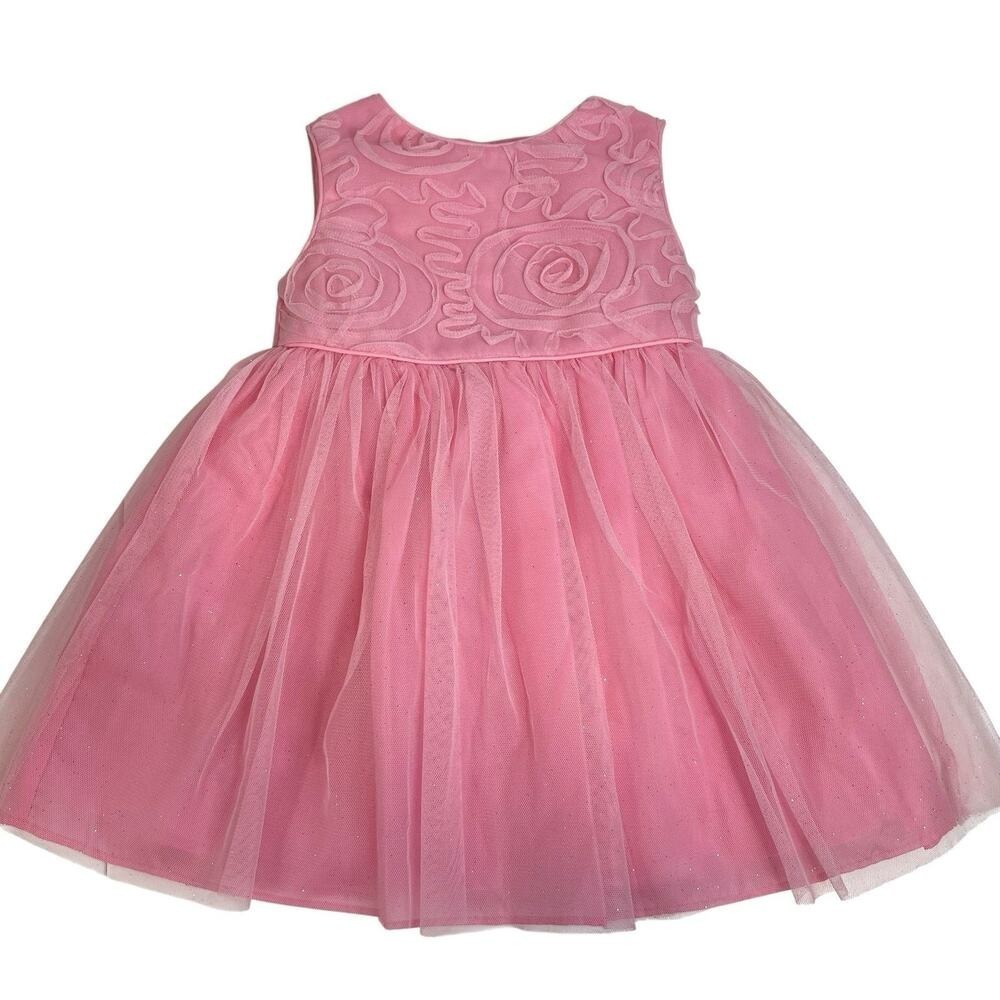 Vintage George 24M Dress Baby‎ Girl's Pink Tulle Sparkly Holiday Party Rosette